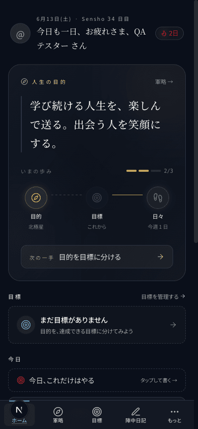 目的→目標→日々のステッパー